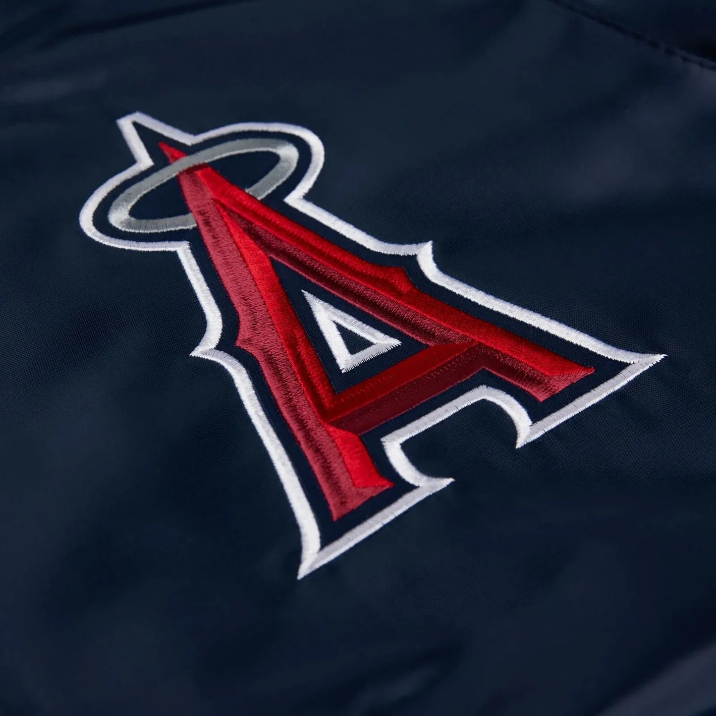 MLB Los Angeles Angels Navy Satin Bomber Style Baseball Letterman Varsity Jacket