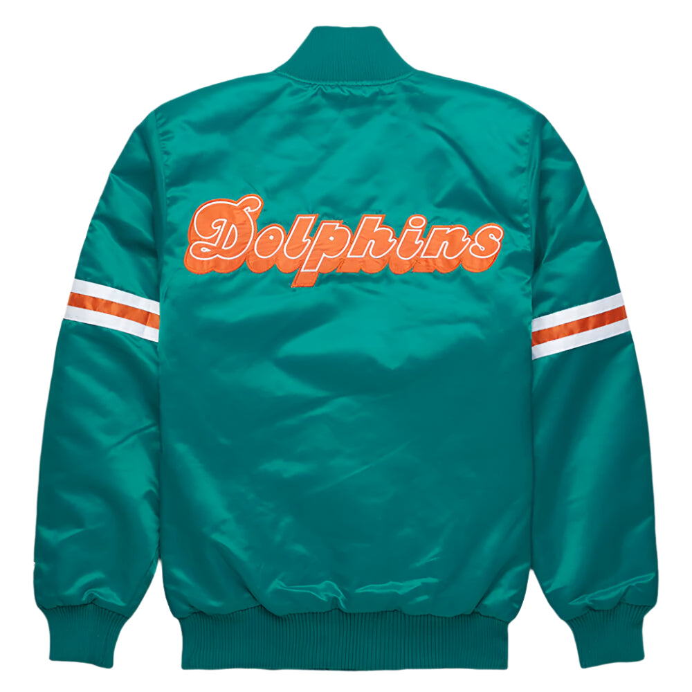 NFL Miami Dolphins Turquoise Satin Bomber Letterman Baseball Varsity Jacket