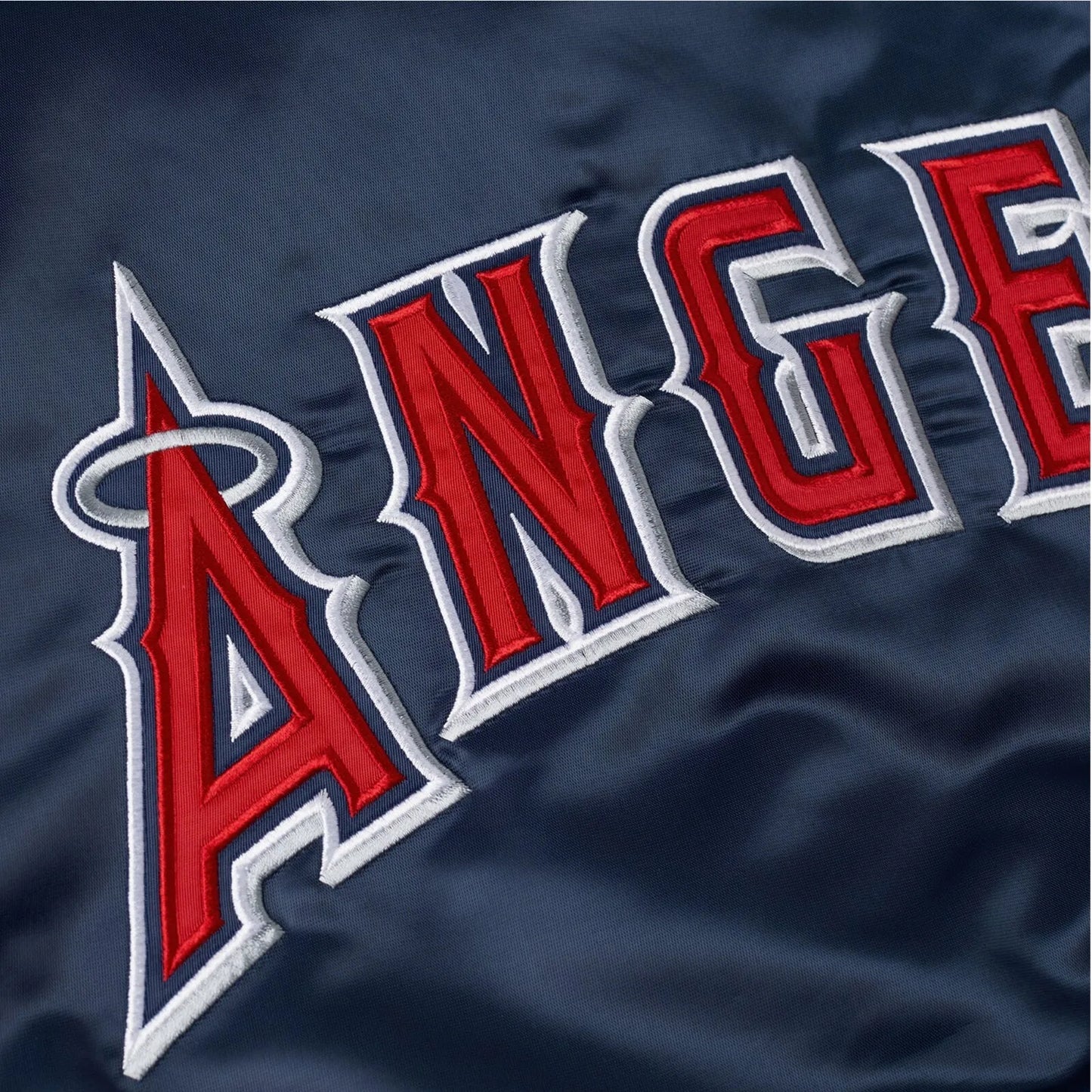 MLB Los Angeles Angels Navy Satin Bomber Style Baseball Letterman Varsity Jacket
