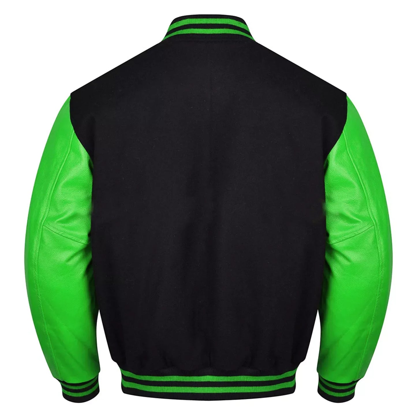 Varsity Black Letterman Baseball Wool &Green Real Leather Sleeves Jacket