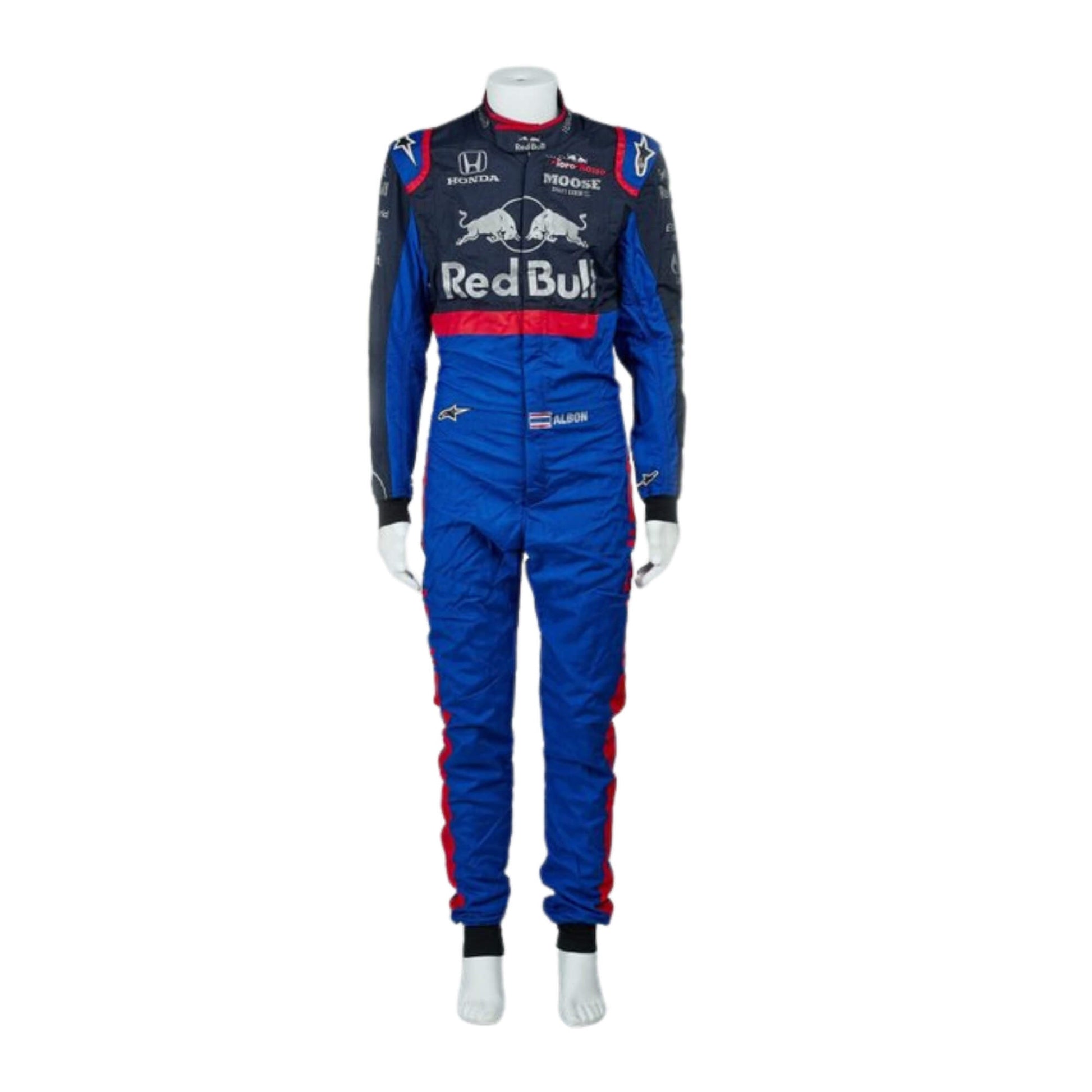Pierre Gasly 2018 F1 suit – front view showcasing race-ready style and attention to detail, ideal for memorabilia collections.