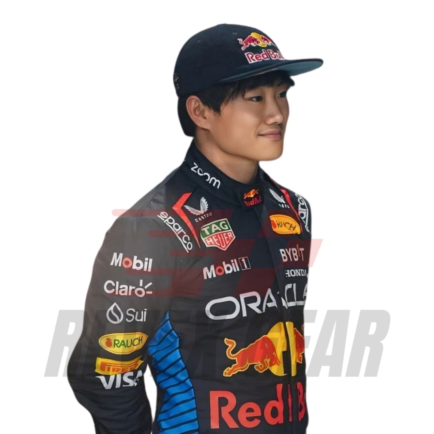 Right Close-up of Yuki Tsunoda's 2025 Abu Dhabi GP helmet, displaying intricate design elements inspired by Japanese heritage.