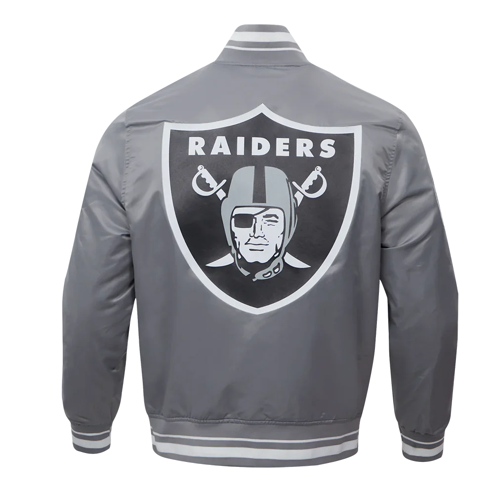 NFL LAS VEGAS RAIDERS SCRIPT TAIL MEN'S RIB SATIN JACKET