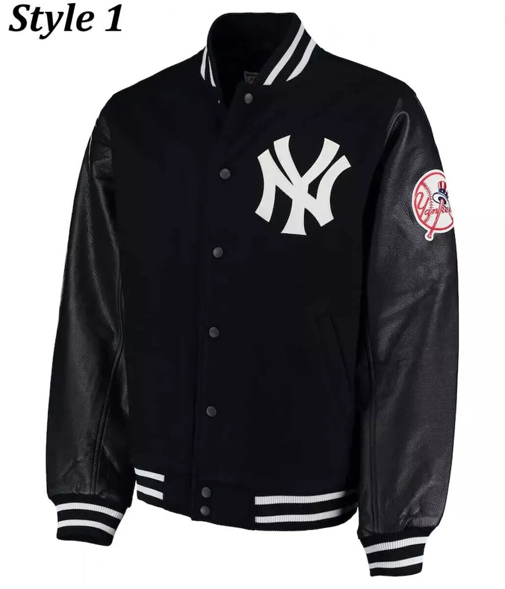 NY Yankees Men's Black Varsity satin Jacket