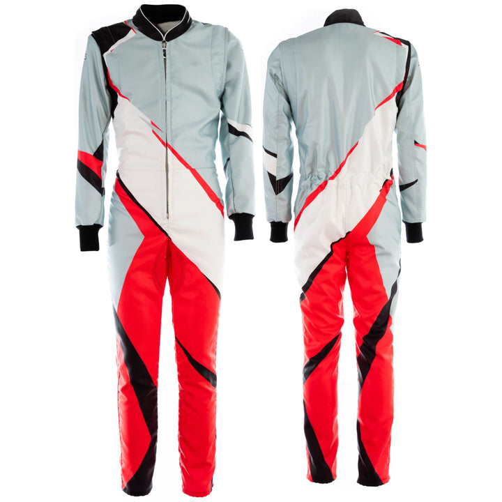 Go-Kart Car Racing Costume - White / Gray / Orange