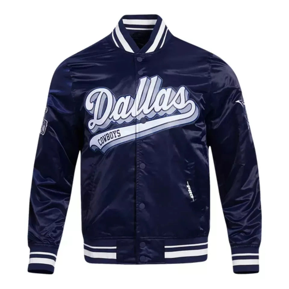 Dallas Cowboys Men's Satin Jacket-Vintage 90's Bomber Style Varsity Jacket