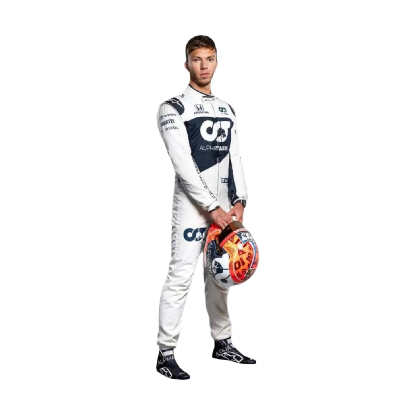 Pierre Gasly 2021 F1 race suit replica – sleek white and navy design