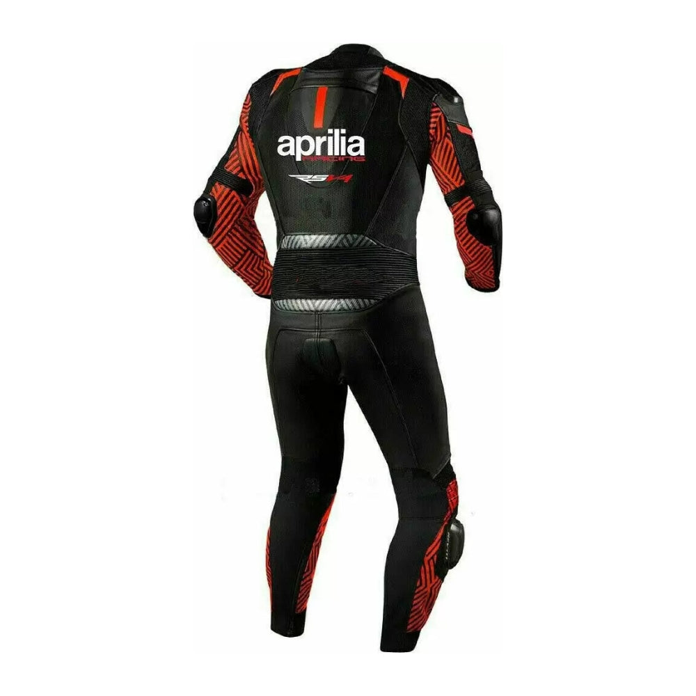 Aprilia Motorcycle Racing Leather Suit – Black and Red Edition