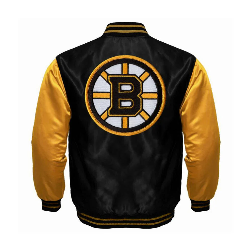 Boston Bruins Satin Varsity Full Snap Jacket