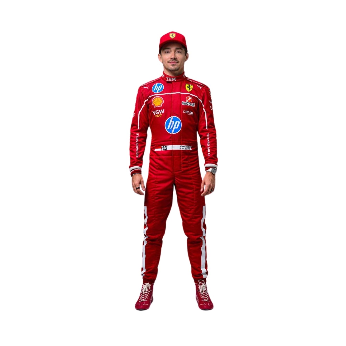 Charles Leclerc in action during the 2025 F1 season, wearing the red racing suit, showcasing his speed and skill on the track.