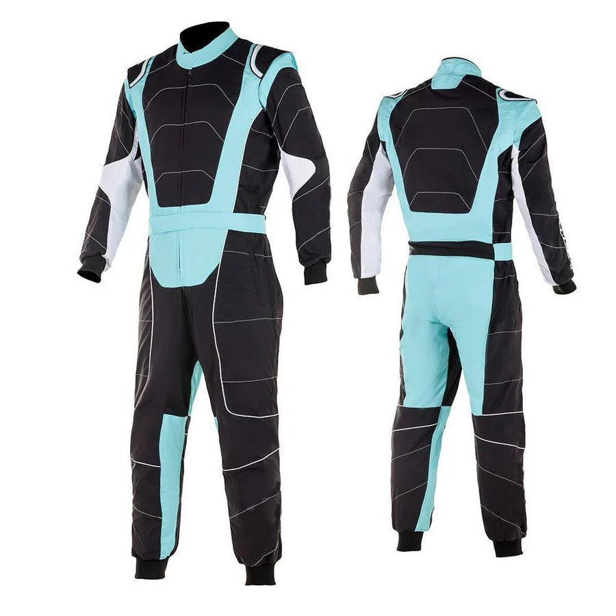Karting Race Driver Suit - Black / Light Blue