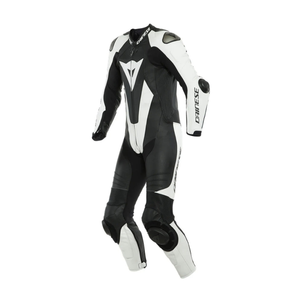 Laguna Seca 5 One-Piece Perforated Black and White Motorbike Leather Suit