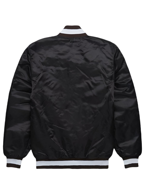 CLEVELAND BROWNS SATIN VARSITY JACKET - BLACK