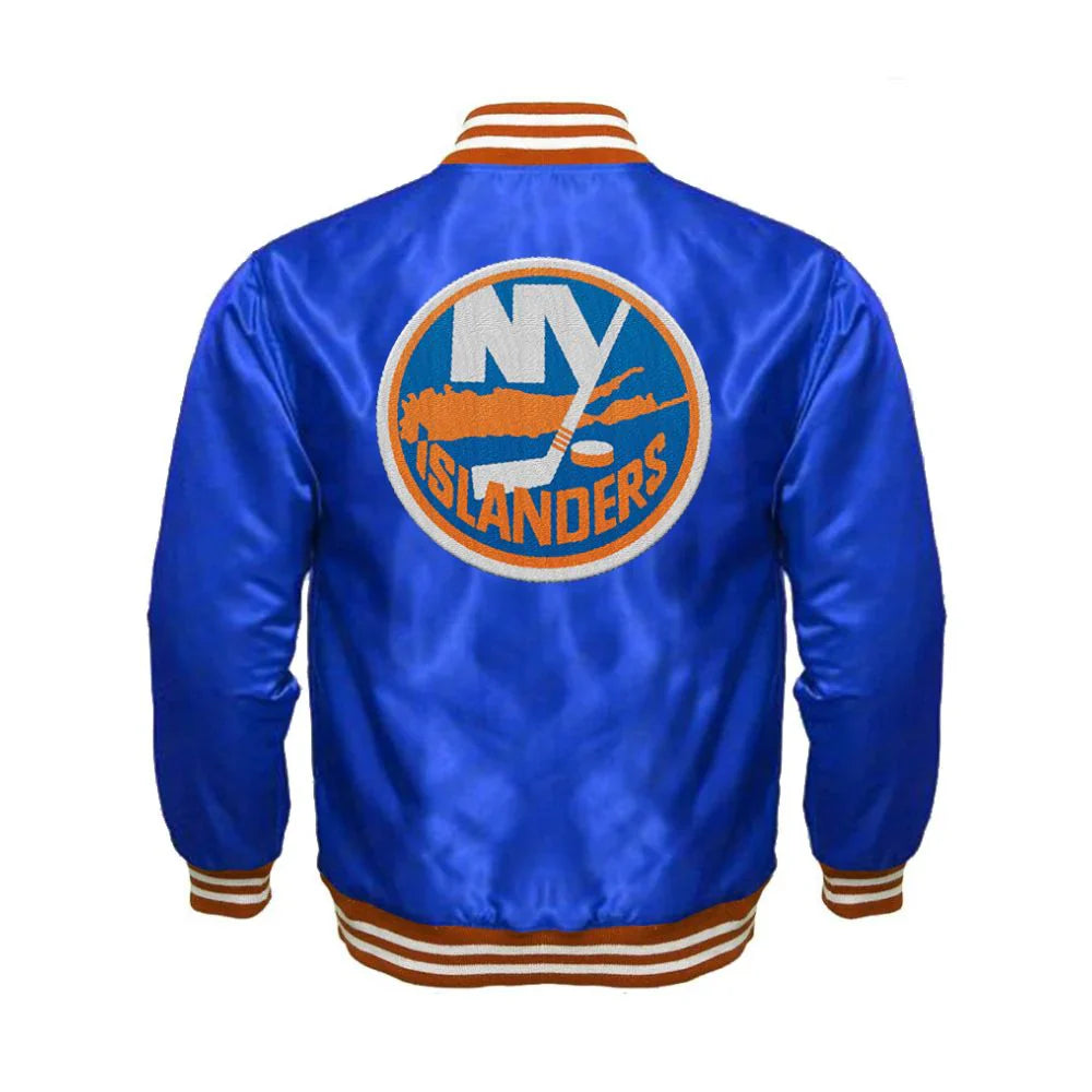 New York Islanders Satin Varsity Full Snap Jacket
