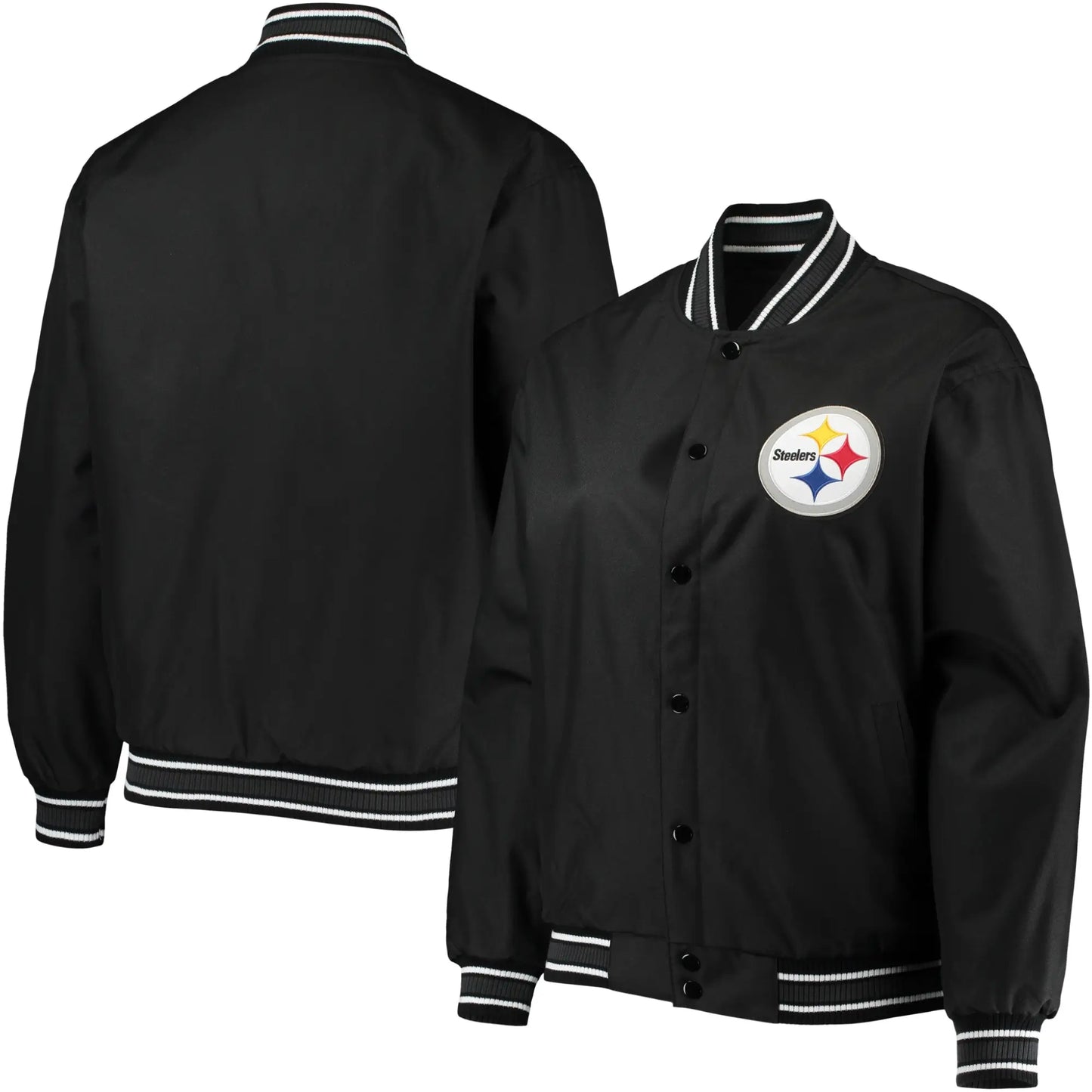 Pittsburgh Steelers Satin Varsity Black Jacket