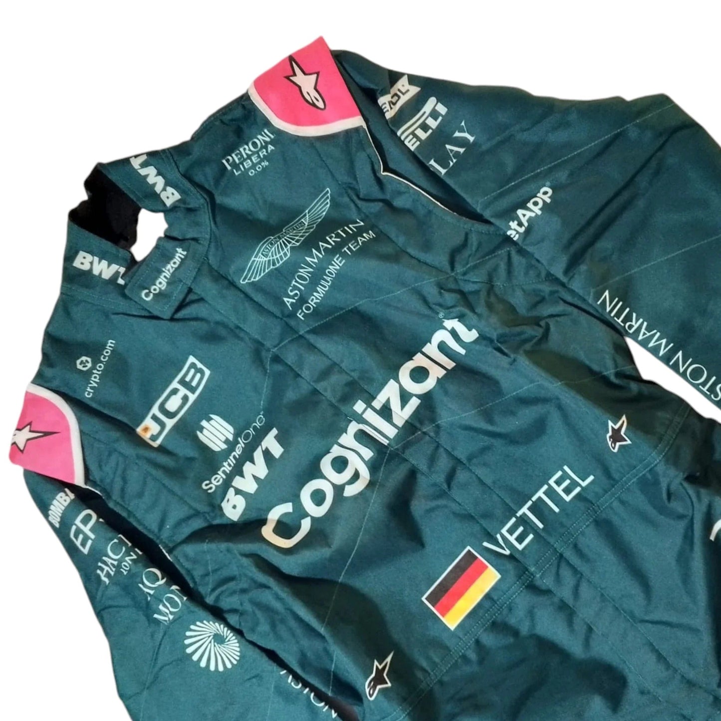 Close Up Front view of Sebastian Vettel’s 2021 Formula 1 race suit
