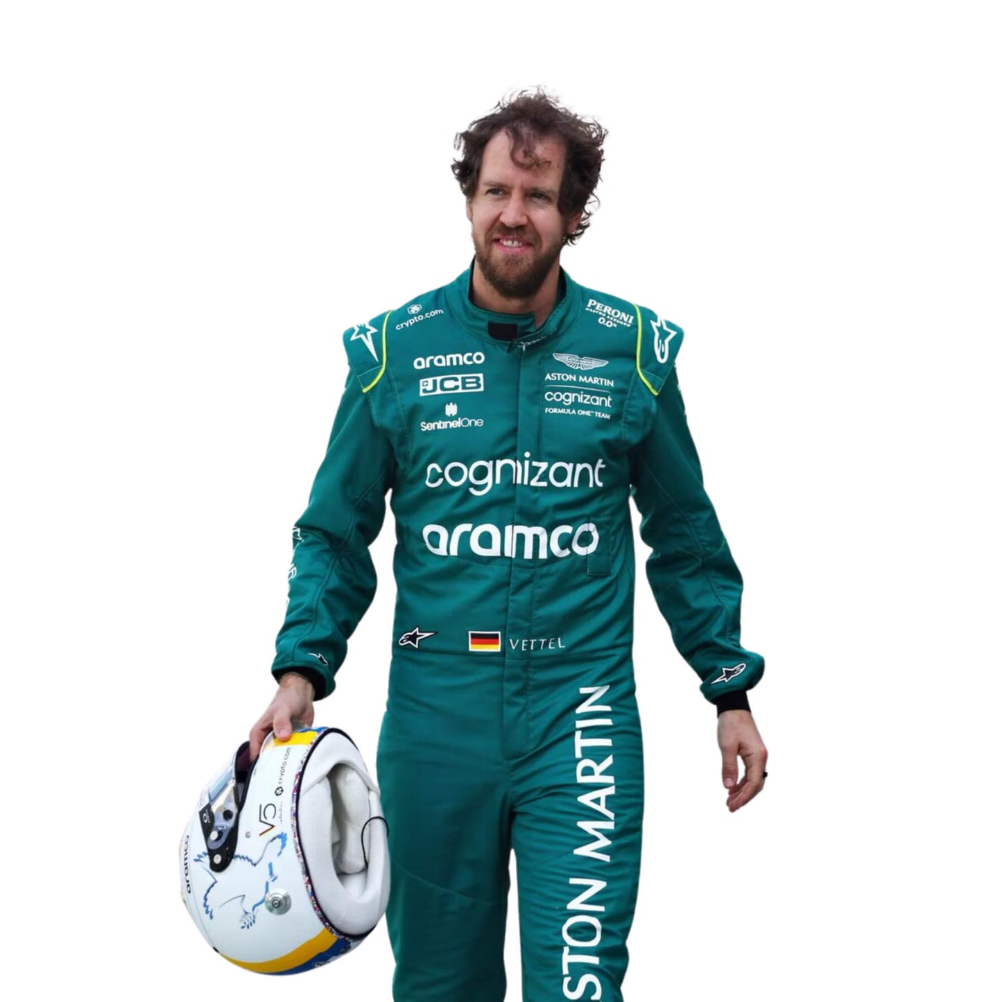 High-resolution image of Sebastian Vettel's player 2022 F1 suit l
