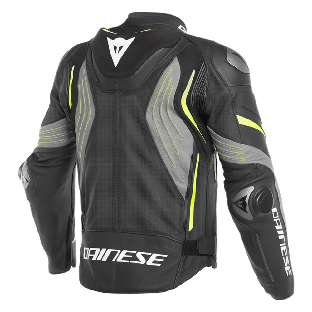 Super Speed 3 Perforated Motorbike Leather Jacket Black / Grey / Yellow