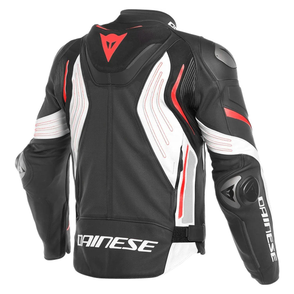 Super Speed 3 Perforated Motorbike Leather Racing Jacket Black/White/Red