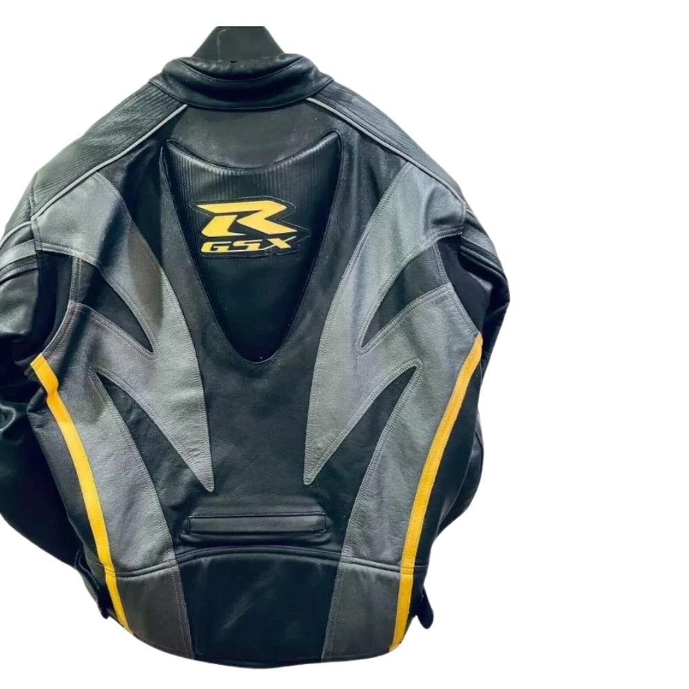 Suzuki GSXR Motorcycle Racing Black Leather Jacket