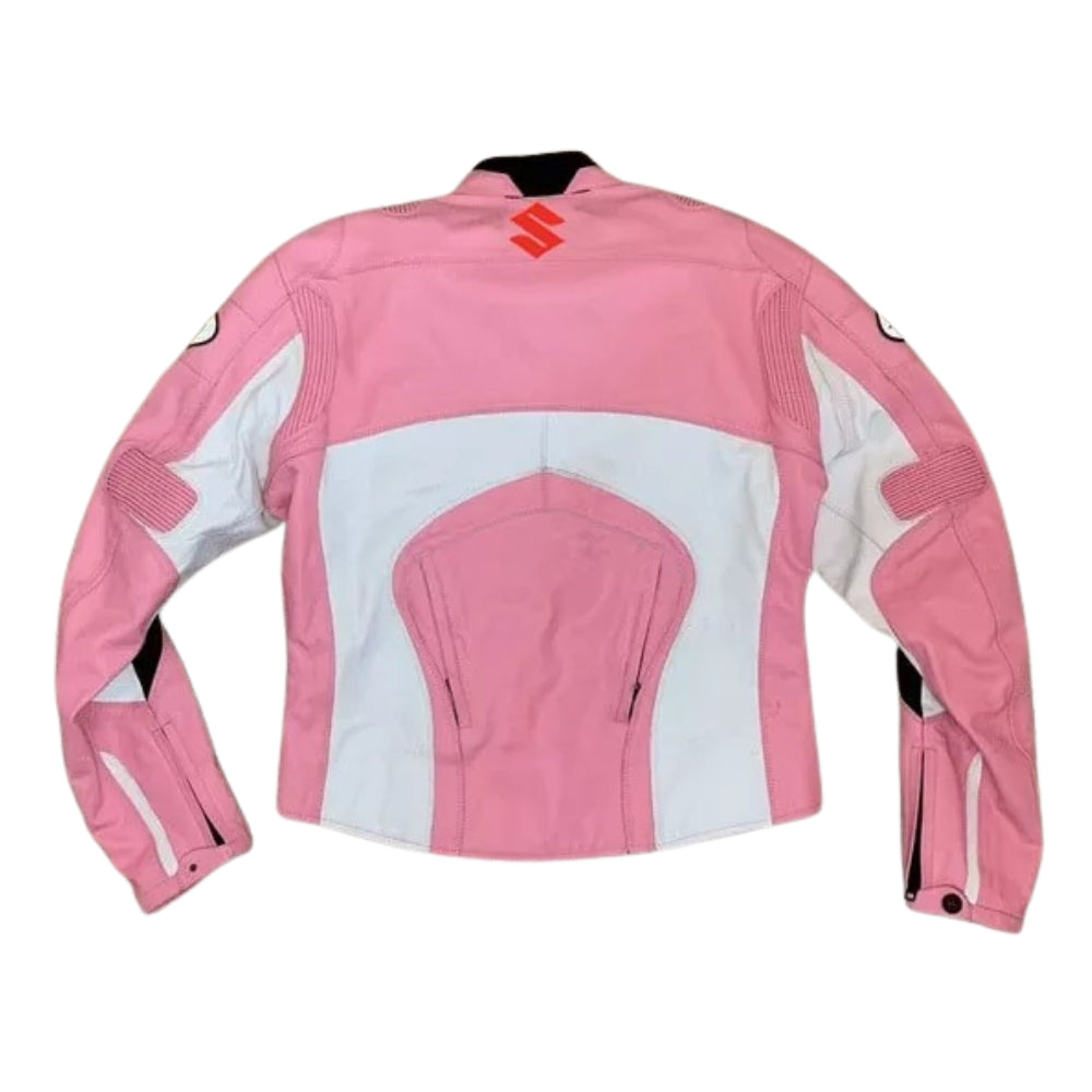 Suzuki GSXR Pink Motorbike Leather Racing Jacket