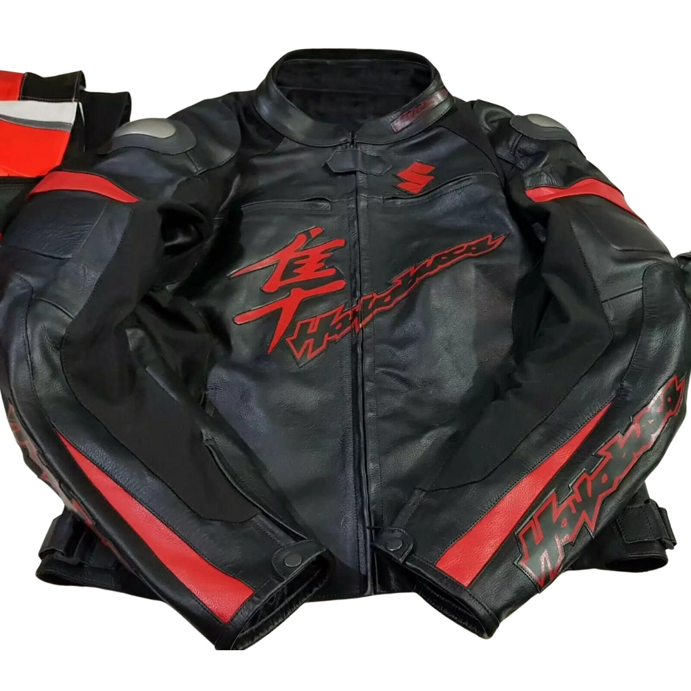Suzuki Hayabusa Red/Black Motorbike Leather Racing Jacket