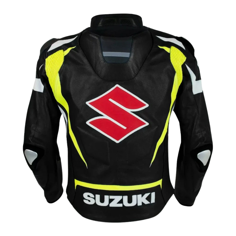Suzuki Motorbike Racing Black And Yellow Leather Jacket