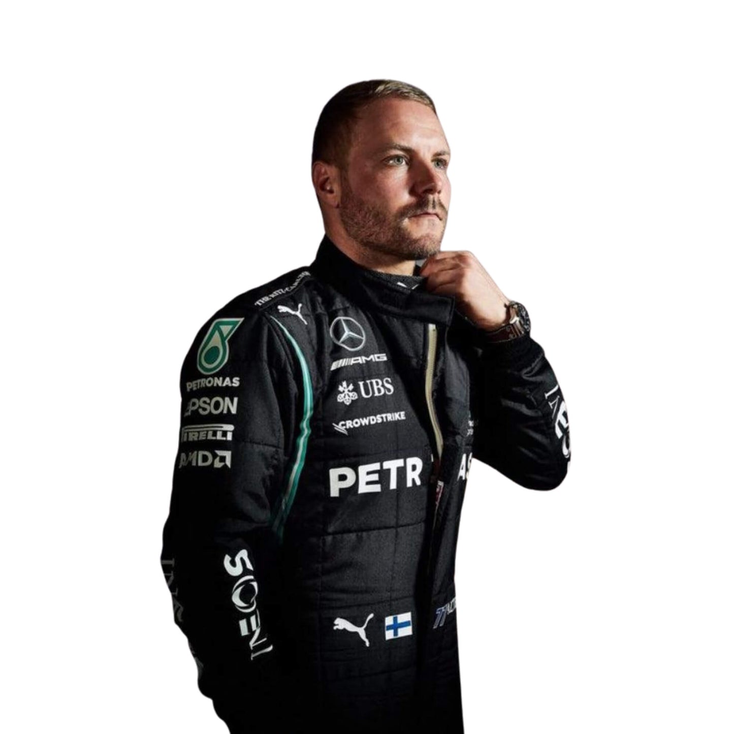 2021 F1 Racing Suit Valtteri Bottas Detail, Logo Placement, Breathable Fabric, Comfortable Fit