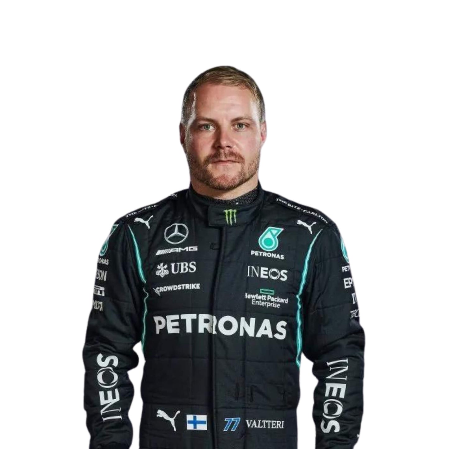 2021 F1 Racing Suit Valtteri Bottas Detail, Logo Placement, Breathable Fabric, Comfortable Fit
