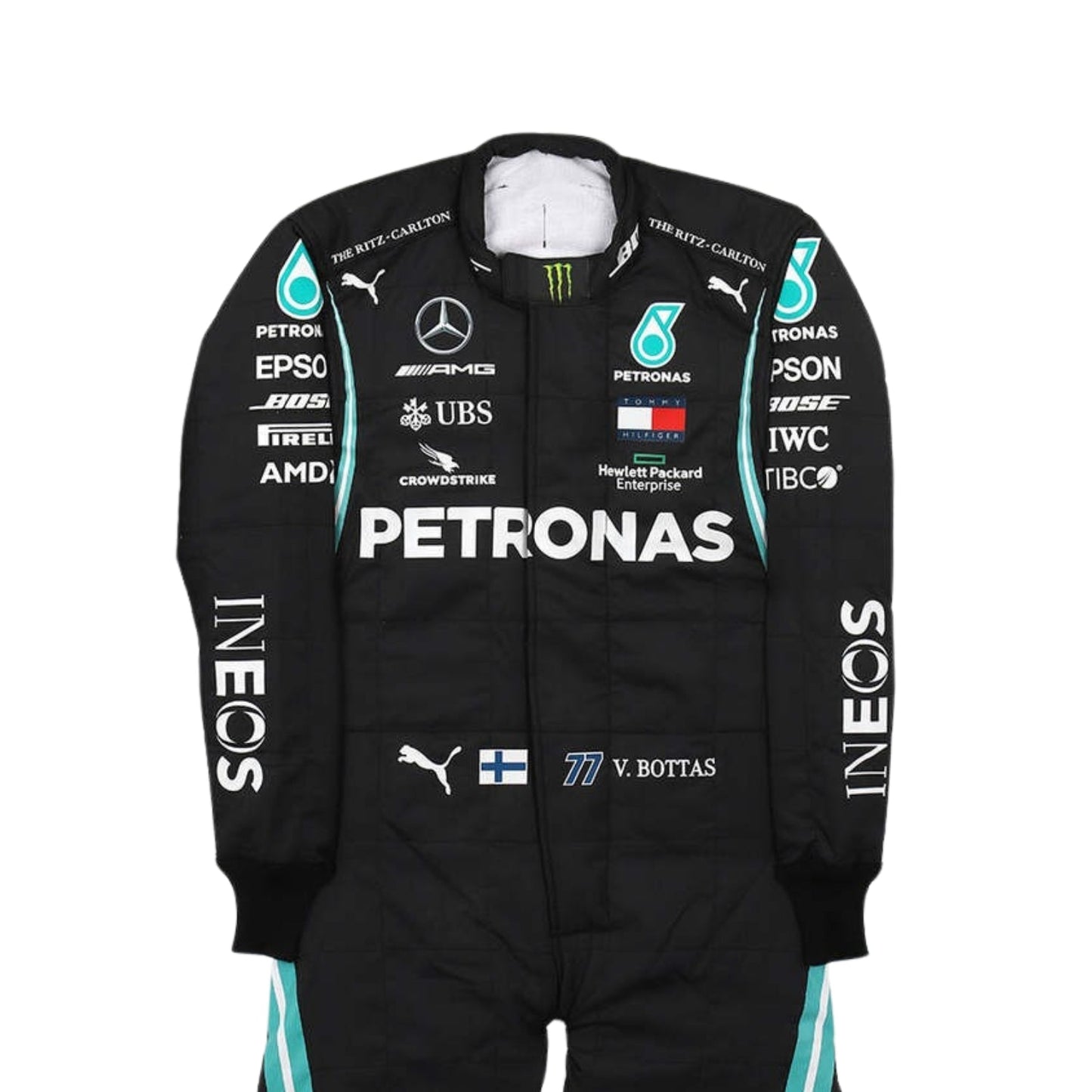 2021 F1 Racing Suit Valtteri Bottas Detail, Logo Placement, Breathable Fabric, Comfortable Fit