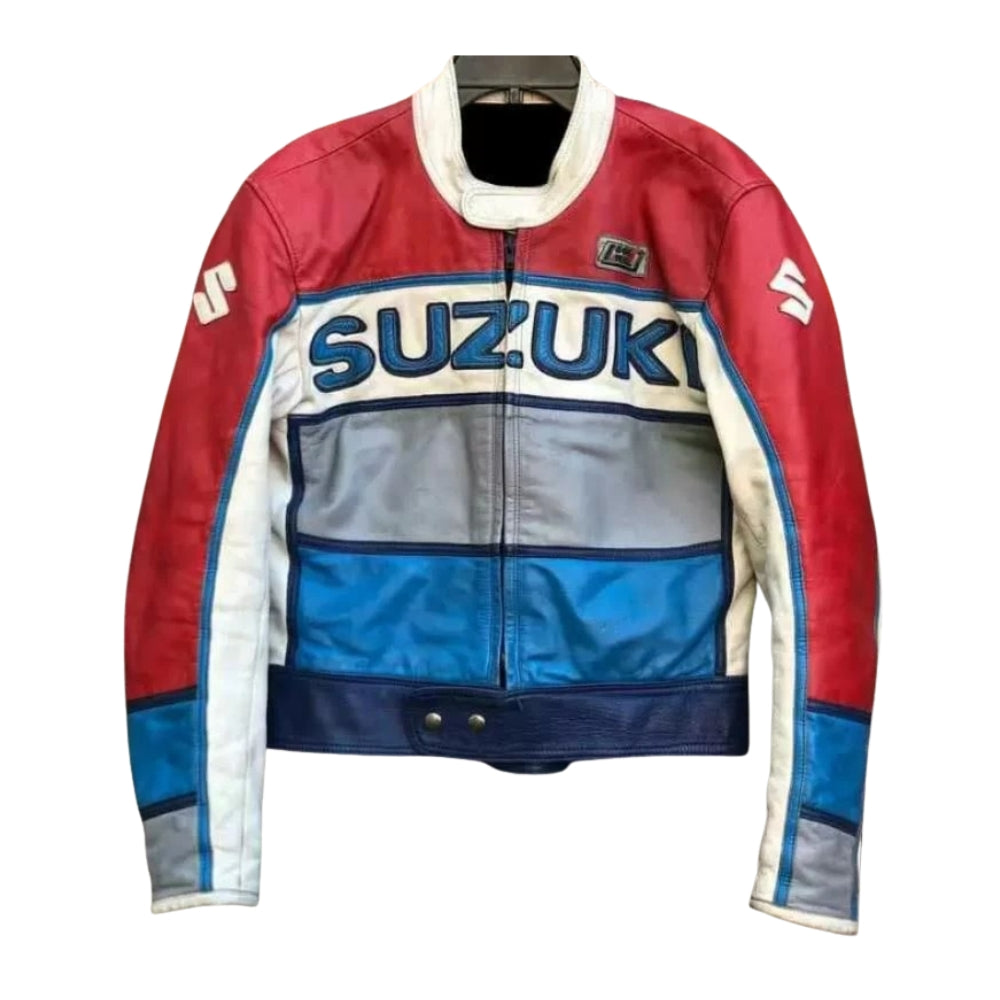 Vintage Suzuki Motorbike Racing Leather Jacket