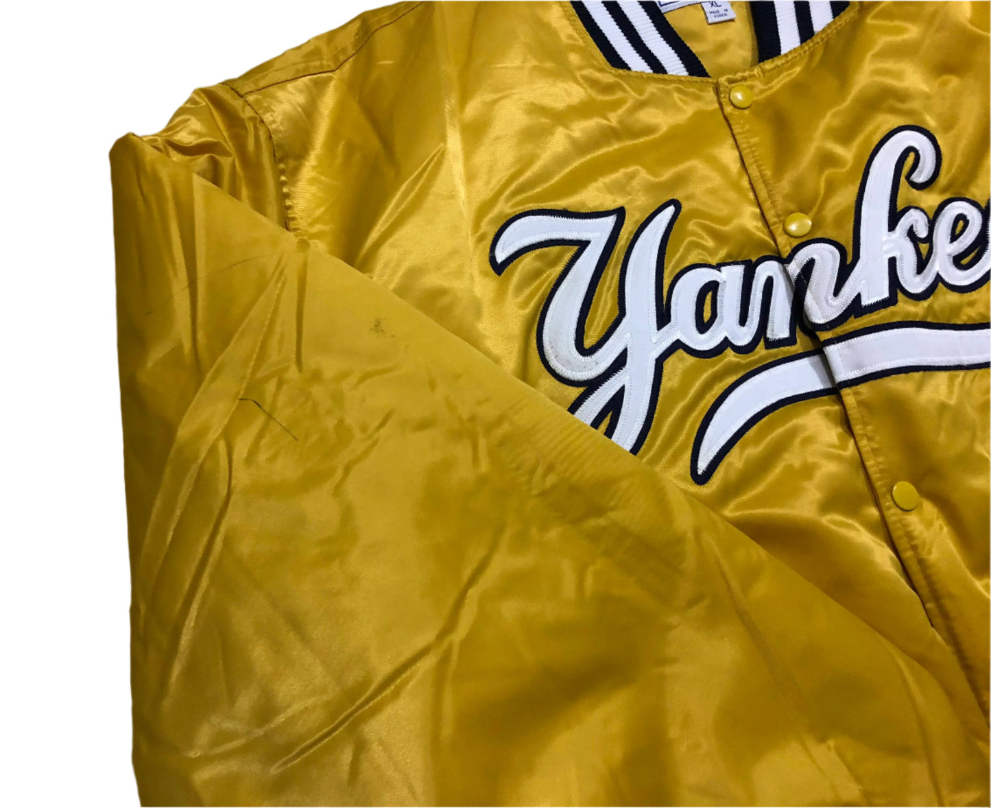 New York Yankees 90s yellow Satin Bomber Varsity Jacket For Men-02