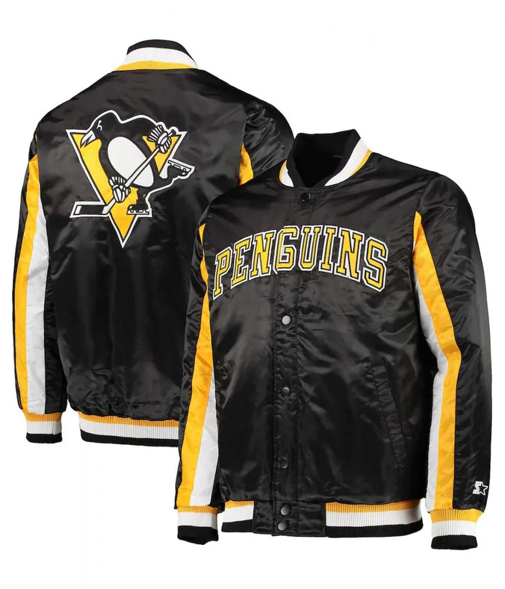 Pittsburgh Penguins The Ace Black/Yellow Satin Jacket
