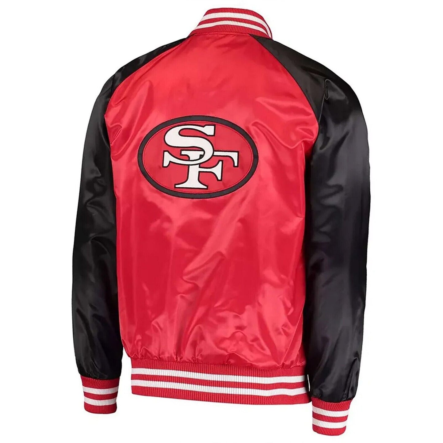 NFL San Francisco 49ers Men’s Red Satin Letterman Bomber Style Varsity Jacket