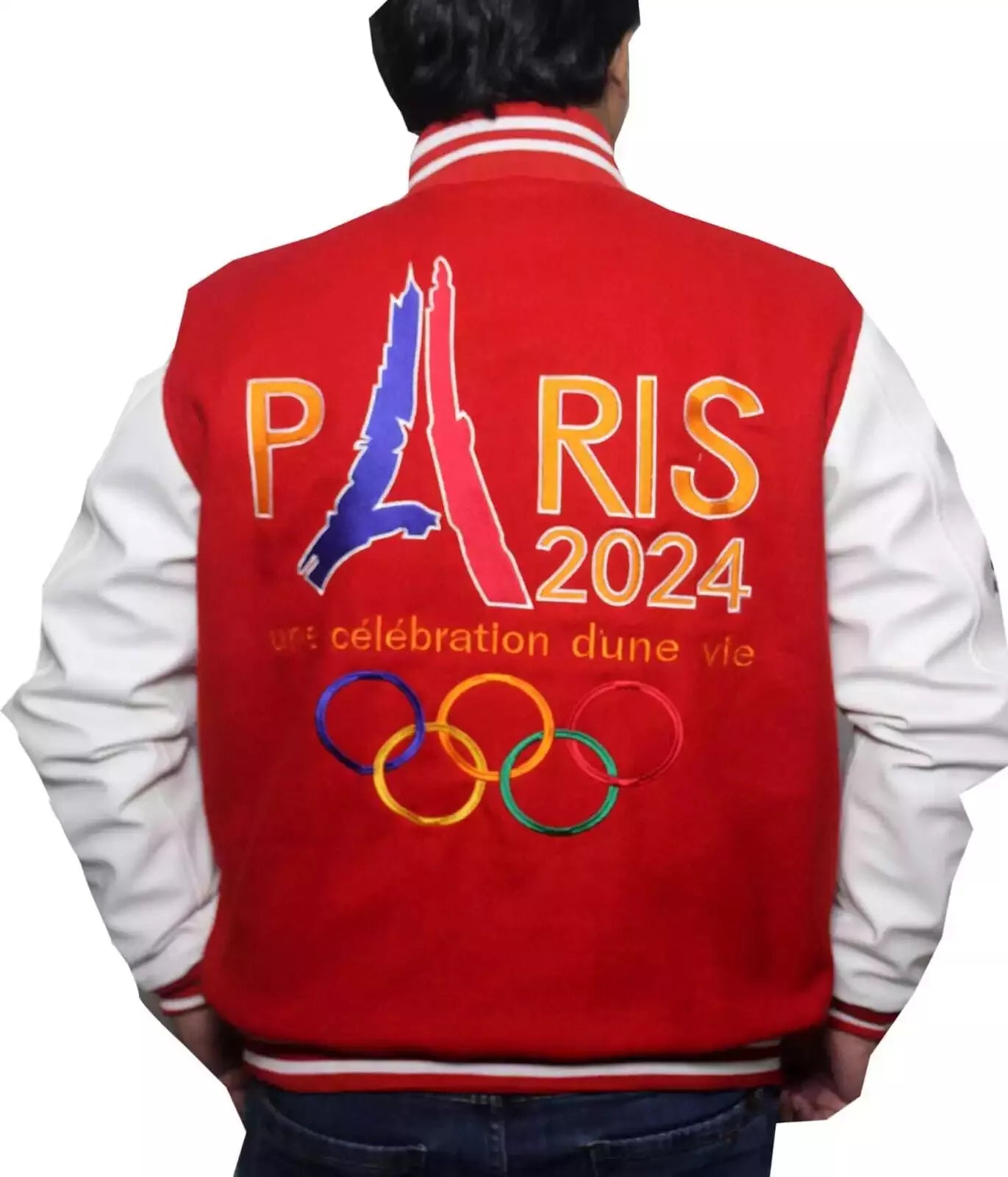 Paris 2024 Olympics Sports Varsity Jacket – Unisex Wool & Leather Bomber Jacket