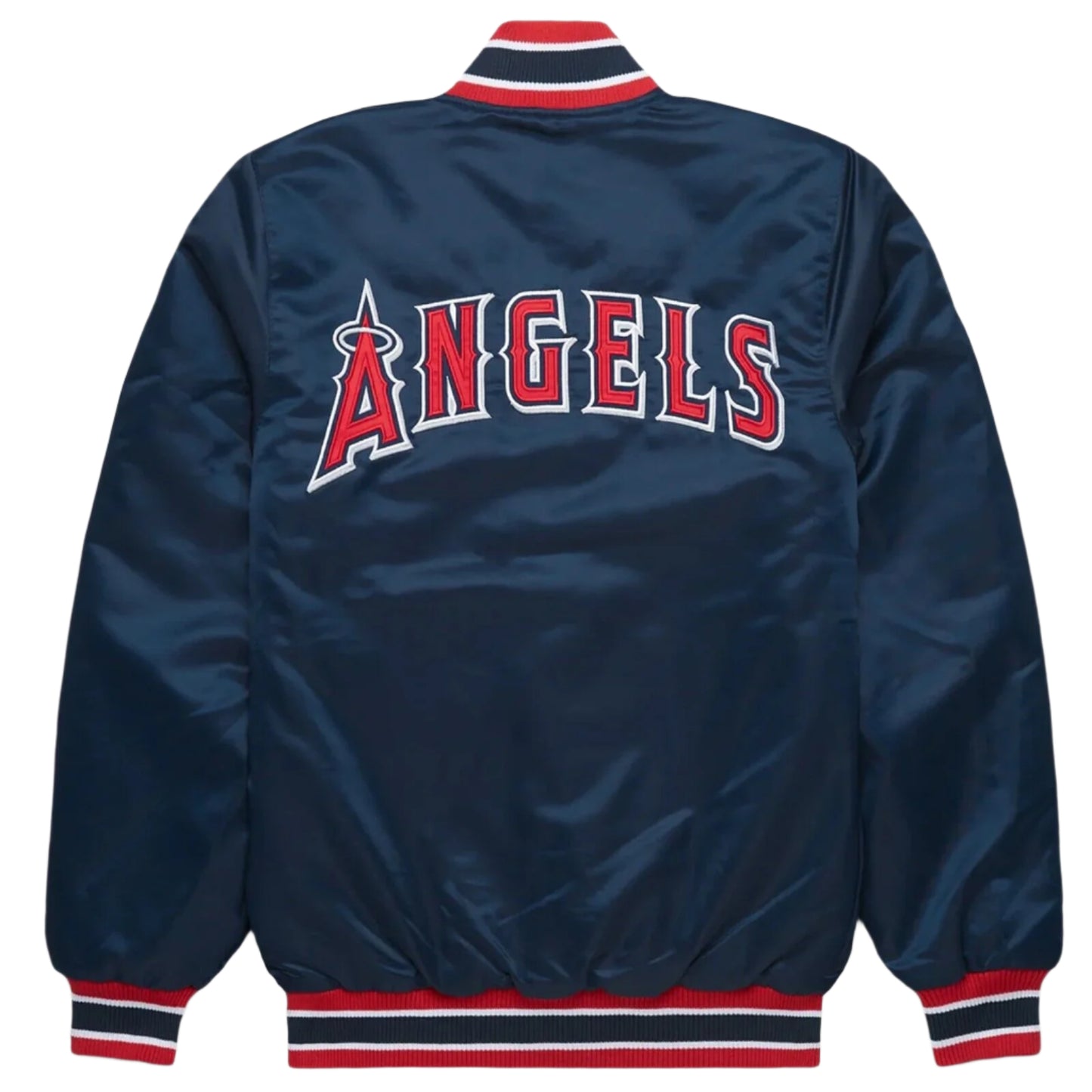 MLB Los Angeles Angels Navy Satin Bomber Style Baseball Letterman Varsity Jacket