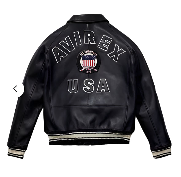 Avirex American Flight Real Bomber Leather Jacket Men
