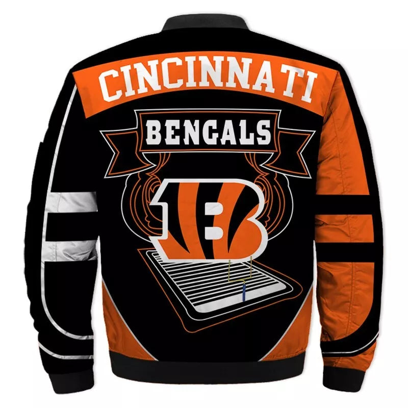 Cincinnati Bengals bomber Jacket fire balls Casual Jacket