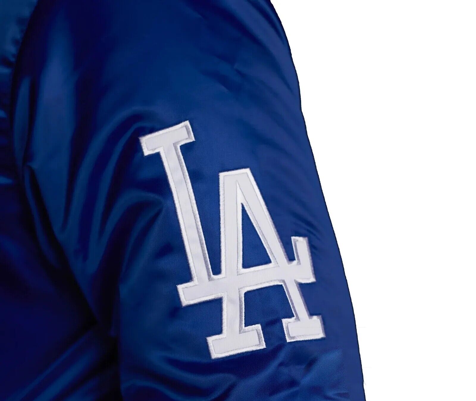 Los Angeles Dodgers Blue Satin Baseball Jacket Full-Snap with Embroidery logos