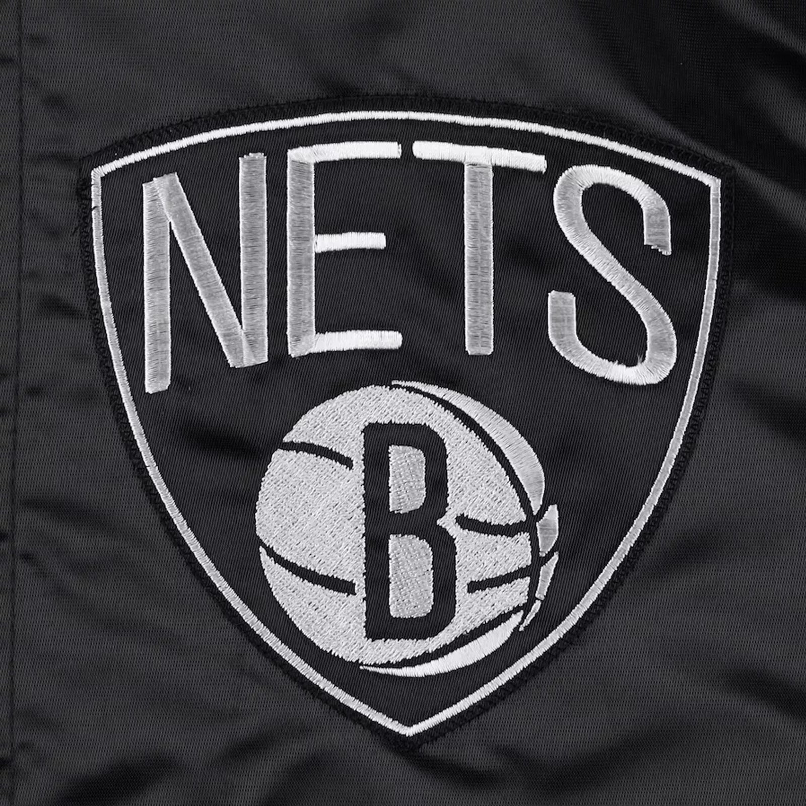 Brooklyn nets Black satin Basketball Jacket Vintage style Varsity Jacket