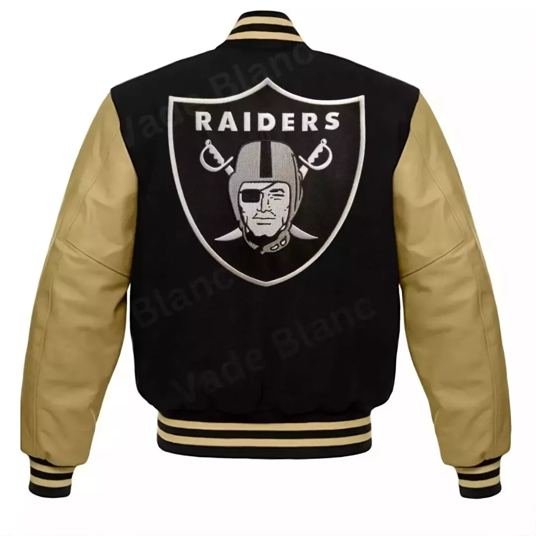 Lettermen Oakland Las Vegas Raiders Varsity Jacket With Genuine Leather Sleeves