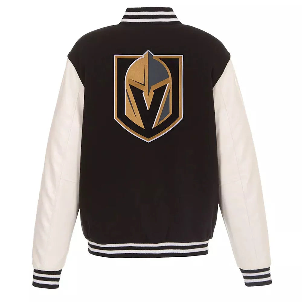 Letterman Vegas Golden Knights Varsity Black and White Jacket