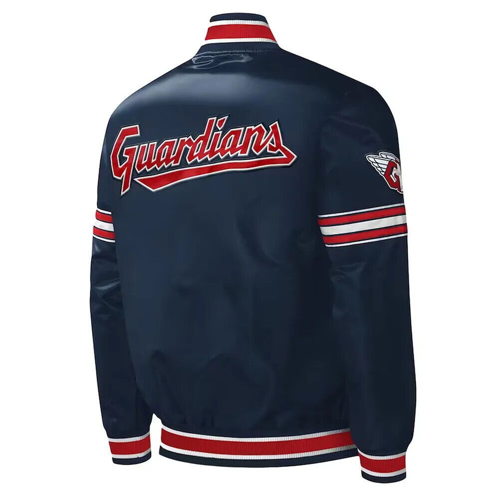 Letterman Cleveland Guardians Navy color Satin Varsity Jacket