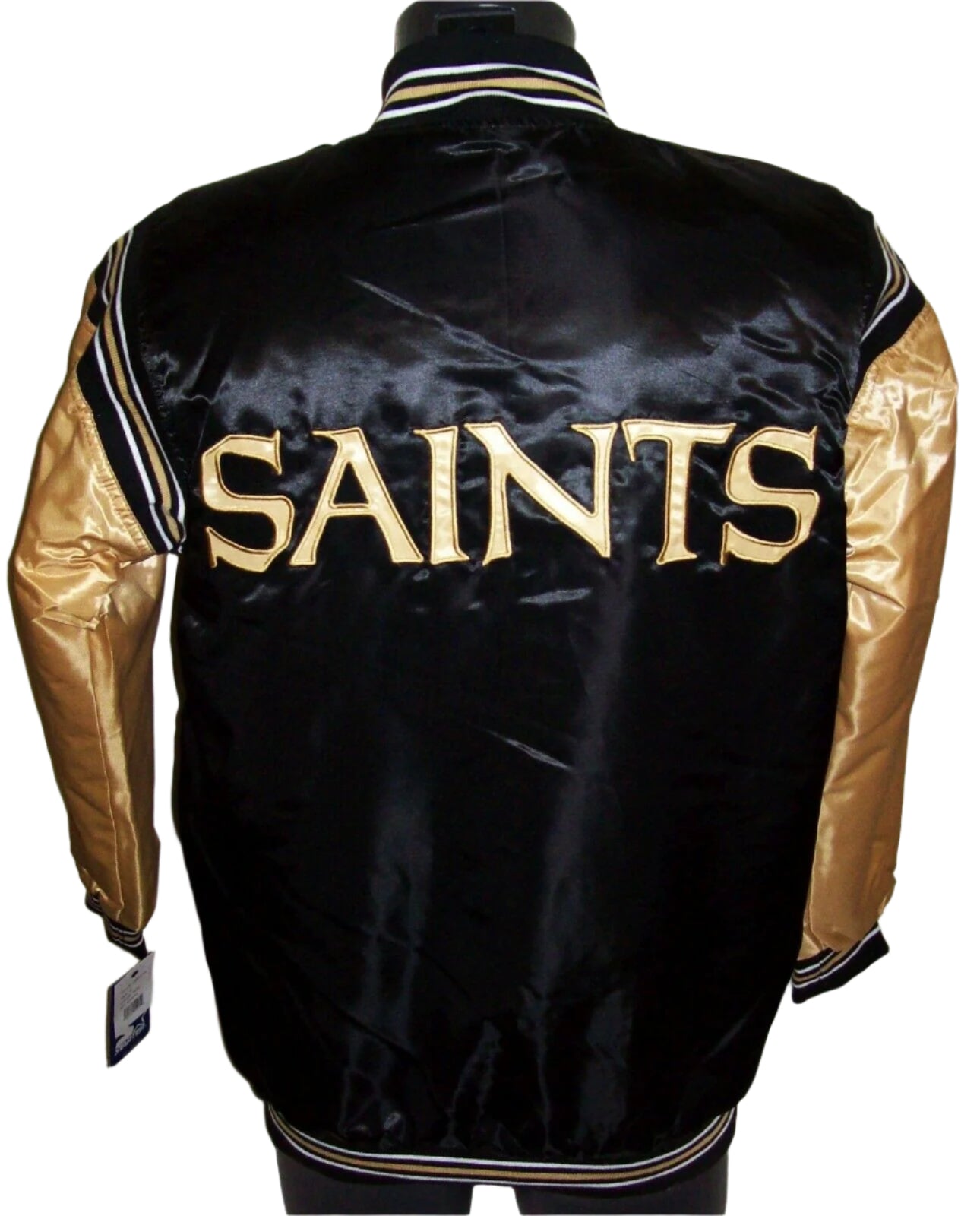 Men's Starter Black/Gold New Orleans Saints Enforcer Satin Full-Snap - Varsity Jacket