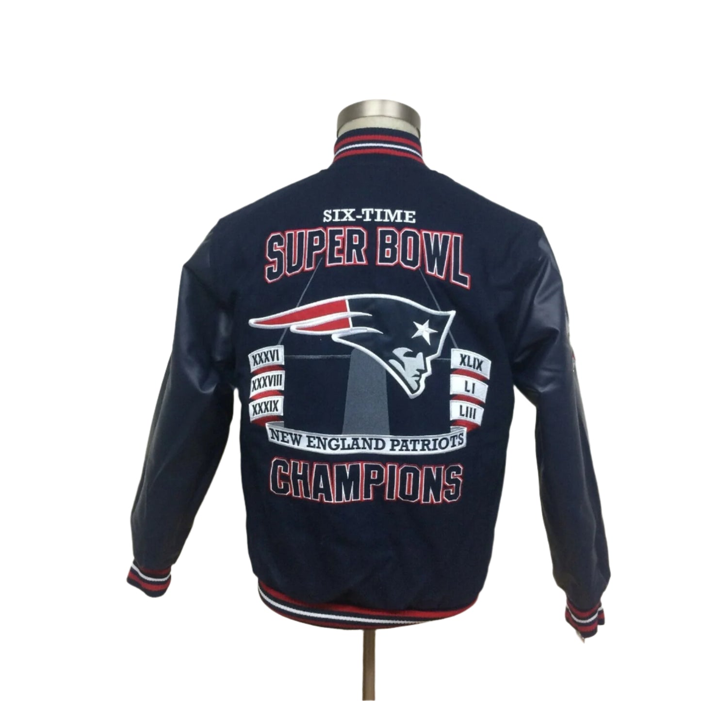 New England Patriots 6-Time Super Bowl Champions Reversible Navy Snap Up Jacket