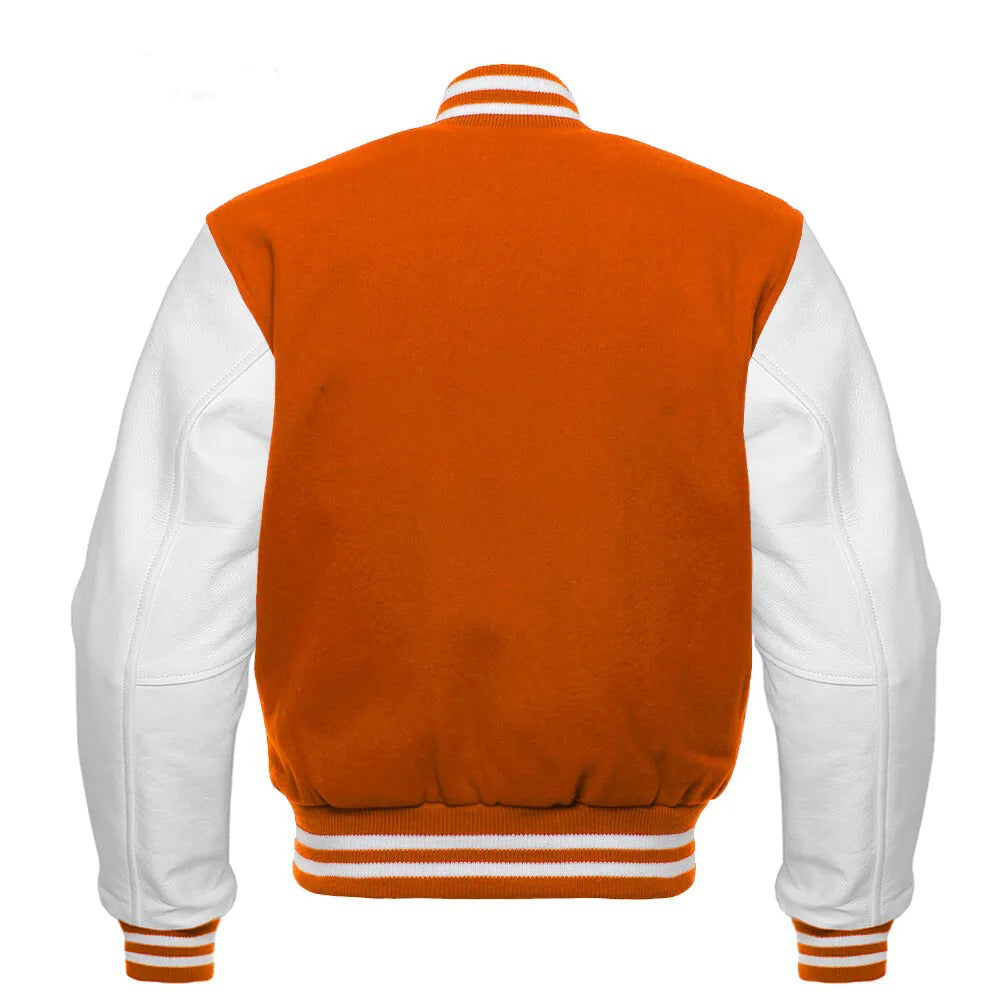 Varsity Letterman Bomber Baseball College Jacket Wool & Real Leather Sleeves
