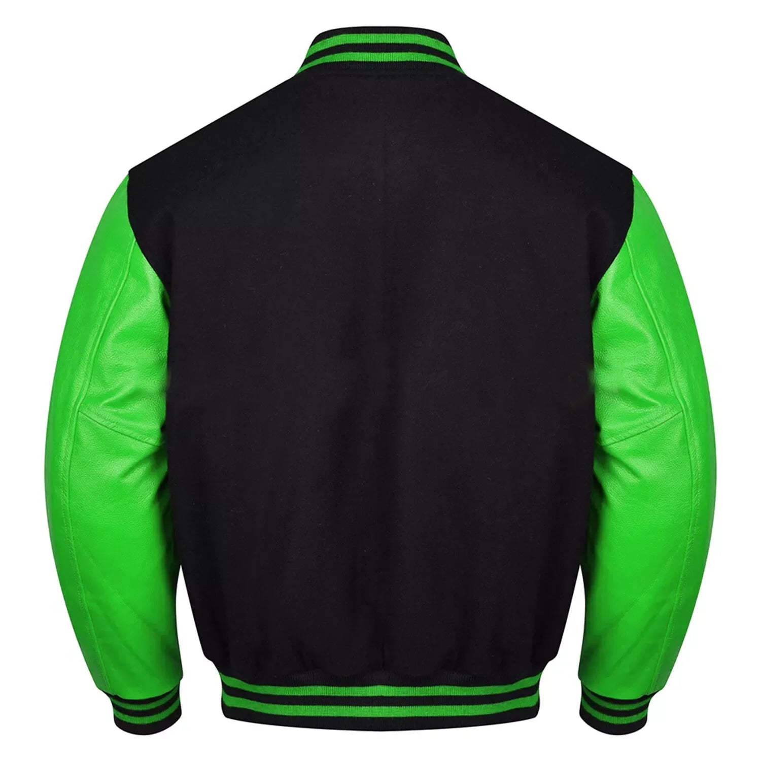 Varsity Black Letterman Baseball Wool &Green Real Leather Sleeves Jacket