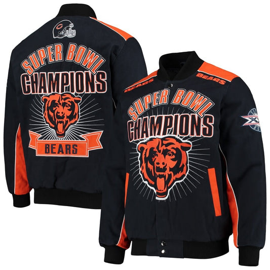 Men's G-III Sports by Carl Banks Navy Chicago Bears  Full-Snap printed Jacket