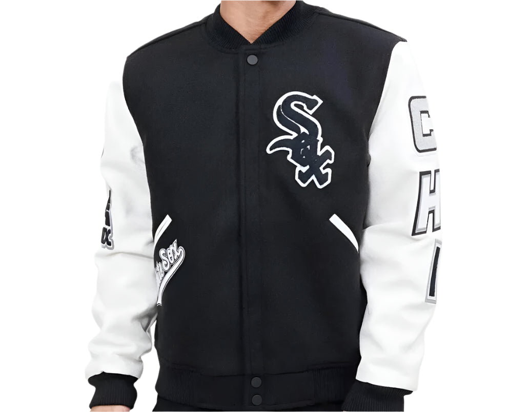 Letterman Chicago White Sox Black and White Varsity Jacket-03