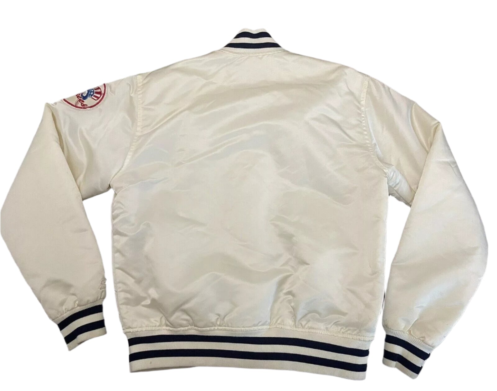 NY Yankees Vintage 90s Athletic Jacket White Satin Bomber Style Varsity Jacket-02